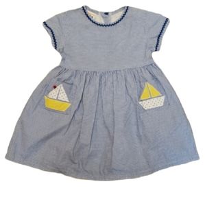 Vintage Sweet Potatoes Sailboat Gingham Dress Girl's Size 4 Blue White